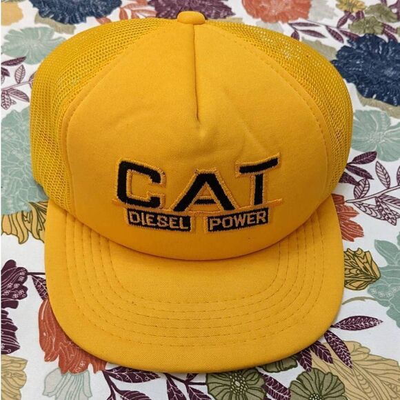 CAT‎ Diesel Power Mesh Trucker Hat Baseball Snapback Cap Vintage 80s 90s - Picture 1 of 5